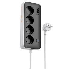 Подовжувач Hoco AC21 Sunlight 4-bit (1C/3A/4xSocket) (1.5m) - White