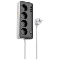 Подовжувач Hoco AC21 Sunlight 4-bit (1C/3A/4xSocket) (3m) - Black