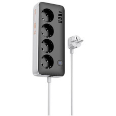 Подовжувач Hoco AC21 Sunlight 4-bit (1C/3A/4xSocket) (3m) - Black