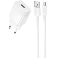 Сетевое зарядное устройство Borofone BAS71A Source 10.5W (1USB-A) + кабель USB to Type-C - White