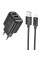 Мережевий зарядний пристрій Hoco C141A Smart 2.1A (2USB-A) + кабель USB to Lightning - Black - фото