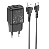 Мережевий зарядний пристрій Hoco C96A (1USB/2.1A) + кабель USB to Type-C - Black