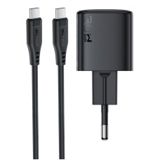 Мережевий зарядний пристрій Acefast A118 PD30W GaN (1USB-C) + кабель Type-C to Type-C - Black