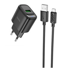 Сетевое зарядное устройство Hoco C140A Smart QC3.0 18W (1USB-A) + кабель USB to MicroUSB - Black