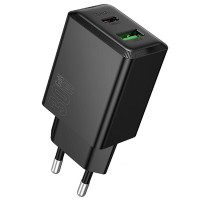 Мережевий зарядний пристрій Hoco N71 Nuevo PD30W+QC3.0 (1USB-A/1C) - Black