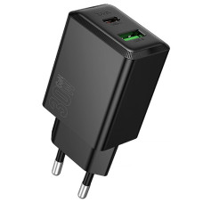 Мережевий зарядний пристрій Hoco N71 Nuevo PD30W+QC3.0 (1USB-A/1C) - Black
