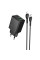 Мережевий зарядний пристрій Hoco N71 Nuevo PD30W+QC3.0 (1USB-A/1C) + кабель Type-C to Lightning - Black - фото