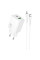Мережевий зарядний пристрій Hoco N71 Nuevo PD30W+QC3.0 (1USB-A/1C) + кабель Type-C to Lightning - White - фото