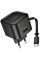 Мережевий зарядний пристрій Hoco C154A Changer With Retractable Cable Type-C PD20W+QC3.0 (1USB-C) - Black - фото