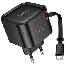Мережевий зарядний пристрій Hoco C153A Changer With Retractable Cable Type-C PD20W - Black