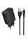 Мережевий зарядний пристрій Hoco CS92A Leader 18W+QC3.0 (1USB-A) + кабель USB to Type-C - Black - фото