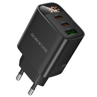 Сетевое зарядное устройство Borofone BA98A Ilustre with digital display PD30W (1USB-A/2C) - Black