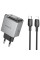 Мережевий зарядний пристрій Borofone BN21 Lena PD40W+QC3.0 (2USB-C) + кабель Type-C to Lightning - Metal gray - фото