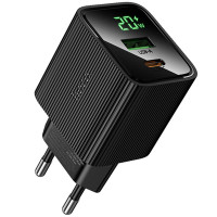 Сетевое зарядное устройство Hoco CS83A Excellent with digital display PD20W+QC3.0 (1USB-A/1C) - Black