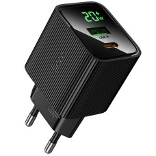 Мережевий зарядний пристрій Hoco CS83A Excellent with digital display PD20W+QC3.0 (1USB-A/1C) - Black