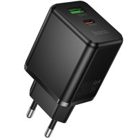 Мережевий зарядний пристрій Hoco C157A Smart PD30W+QC3.0 (1USB-A/1C) - Black