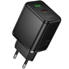 Мережевий зарядний пристрій Hoco C157A Smart PD30W+QC3.0 (1USB-A/1C) - Black