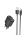 Мережевий зарядний пристрій Hoco C141A Smart 2.1A (2USB-A) + кабель USB to Type-C - Black - фото