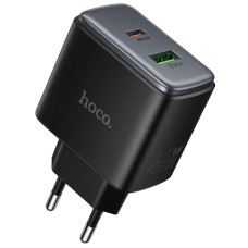 Мережевий зарядний пристрій Hoco C158A Upgrade PD45W (1USB-A/1C) - Black