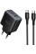 Сетевое зарядное устройство Hoco C158A Upgrade PD45W (1USB-A/1C) + кабель Type-C to Type-C - Black - фото