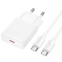 Мережевий зарядний пристрій Hoco N72 Speed ultra-thin PD20W (1USB-C) + кабель Type-C to Type-C - White