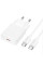 Мережевий зарядний пристрій Hoco N72 Speed ultra-thin PD20W (1USB-C) + кабель Type-C to Type-C - White - фото
