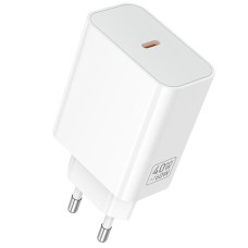 Мережевий зарядний пристрій Hoco C162A Source PD40W (1USB-C) - White