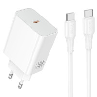 Сетевое зарядное устройство Hoco C162A Source PD40W (1USB-C) + кабель Type-C to Type-C - White