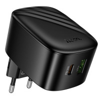 Мережевий зарядний пристрій Hoco CS102A Folding PD30W+QC3.0 (1USB-A/1C) - Black