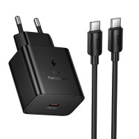Мережевий зарядний пристрій Hoco N77 Star PD45W (1USB-C) + кабель Type-C to Type-C - Black