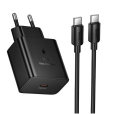 Мережевий зарядний пристрій Hoco N77 Star PD45W (1USB-C) + кабель Type-C to Type-C - Black