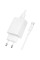 Мережевий зарядний пристрій Borofone BAS72A Source QC3.0 (1USB-A) + кабель USB to Type-C - White - фото