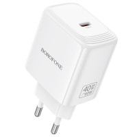 Мережевий зарядний пристрій Borofone BN33 Fuente PD40W (1USB-C) - White