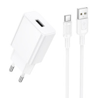 Мережевий зарядний пристрій Borofone BA110A Lemi 7.5W (1USB-A) + кабель USB to Type-C - White