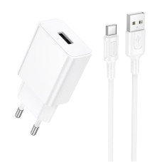 Мережевий зарядний пристрій Borofone BA110A Lemi 7.5W (1USB-A) + кабель USB to Type-C - White