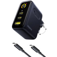 Мережевий зарядний пристрій Baseus PicoGo AE21 Fast Charger 100W (1USB-A/2C) + кабель Type-C to Type-C (E0121B) - Cosmic Black