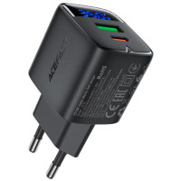Сетевое зарядное устройство Acefast A116 PD35W+QC3.0 GaN (1USB-A/1C) - Black