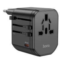 Сетевой универсальный переходник Hoco AC15 Walker PD20W+QC3.0 (2USB-A/1C) (EU) - Black