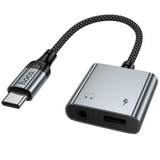 Перехідник Hoco UPA34 Type-C to Type-C + 3.5mm - Metal gray