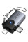 Перехідник Hoco UA46D OTG 2in1 Lightning male/Type-C male to USB female - Metal gray - фото