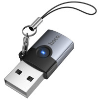 Переходник Hoco UA46B USB Male to Type-C Female USB3.0 - Metal gray