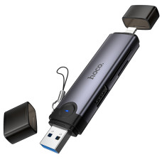 Картридер Hoco HB56A Victory 5in1 Lightning/USB2.0 to SD/TF3.0 + USB 2.0 - Metal gray