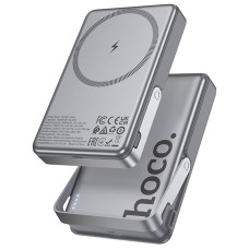 Портативное ЗУ Power Bank Hoco Q36A Sunlight magnetic suction+holder PD20W с Беспроводное зарядное устройство 10000 mAh - Metal grey