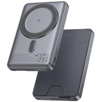 Портативний ЗП Power Bank Hoco Q46 Title PD20W з БЗП+card holder 5000 mAh - Silver gray