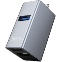 Перехідник HUB Hoco HB54A 3in1 (Type-C to 2xUSB2.0+USB3.0) - Metal grey