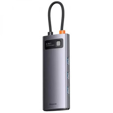 Перехідник HUB Baseus Metal Gleam Series 4-in-1 4xUSB3.0 (WKWG070013) - Gray