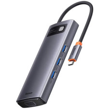 Перехідник HUB Baseus Metal Gleam Series 6-in-1 Multifunctional Type-C (WKWG080013) - Gray