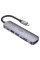 Перехідник Hoco HB28 Multi-function 6in1 (Type-C to HDTV+USB3.0+USB2.0+SD+TF+PD) - Metal gray - фото