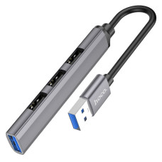 Перехідник Hoco HB26 4in1 (USB to USB3.0+USB2.0*3) - Metal gray