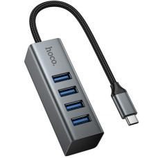 Перехідник HUB Hoco HB1C 4in1 (Type-C to 4xUSB 3.0) (0.2m) - Metal gray